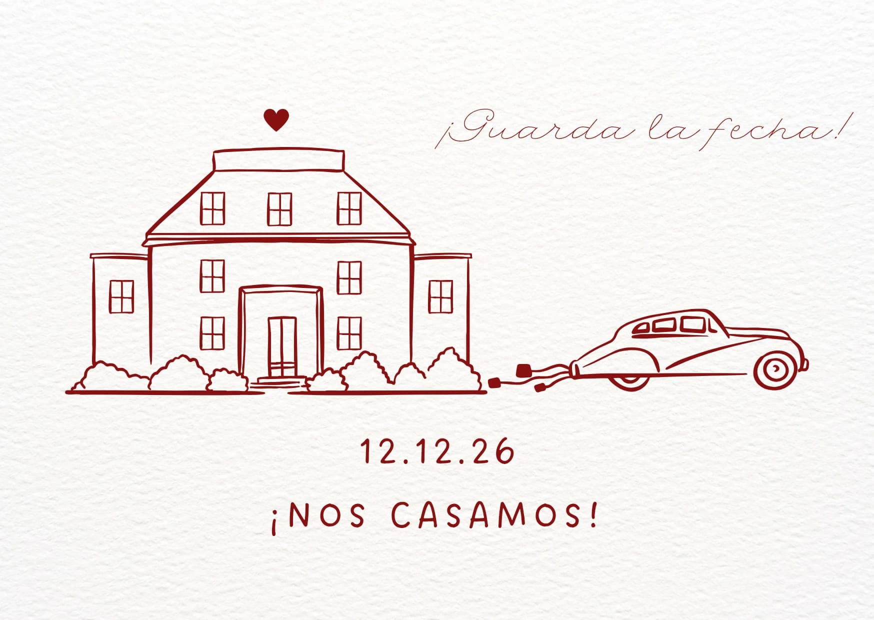 Ilustración de la boda de Gemma y Javi: guarda la fecha, 12 de diciembre de 2026
